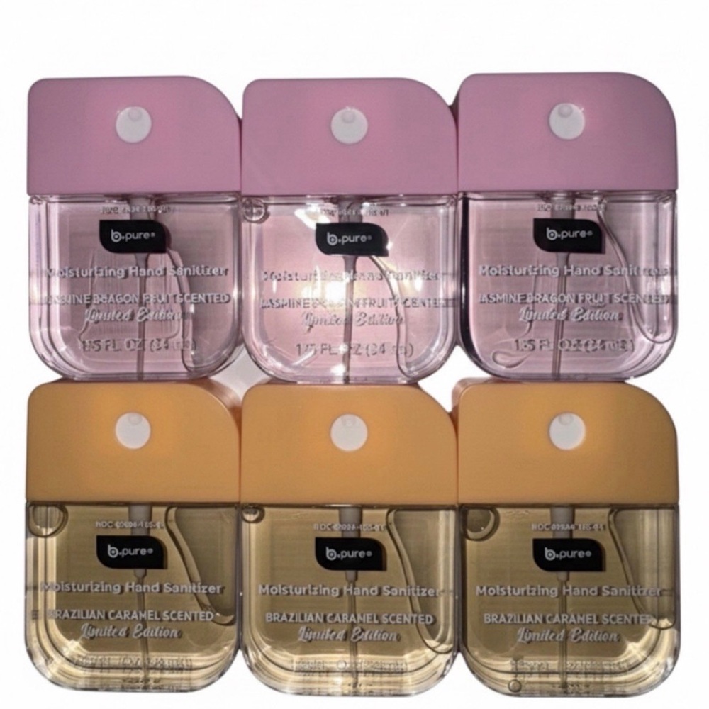 6 Bpure Hand Sanitizers Jasmine Dragon Fruit & Brazilian Caramel